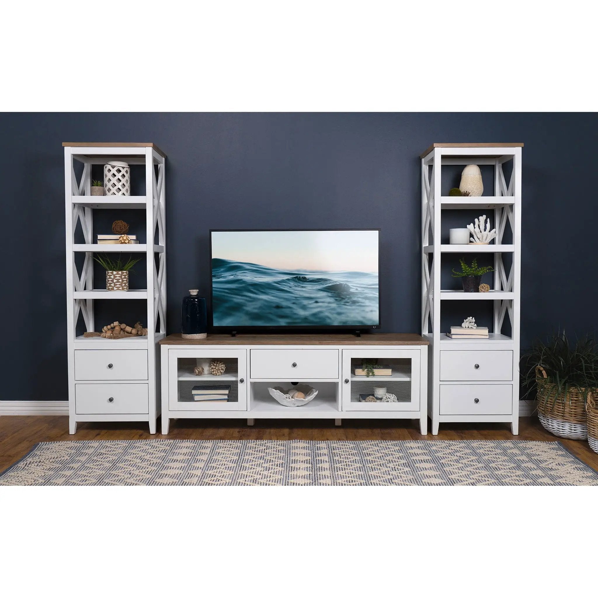 Evanston - 3 Piece 67" TV Stand - White by HouseOfZazla
