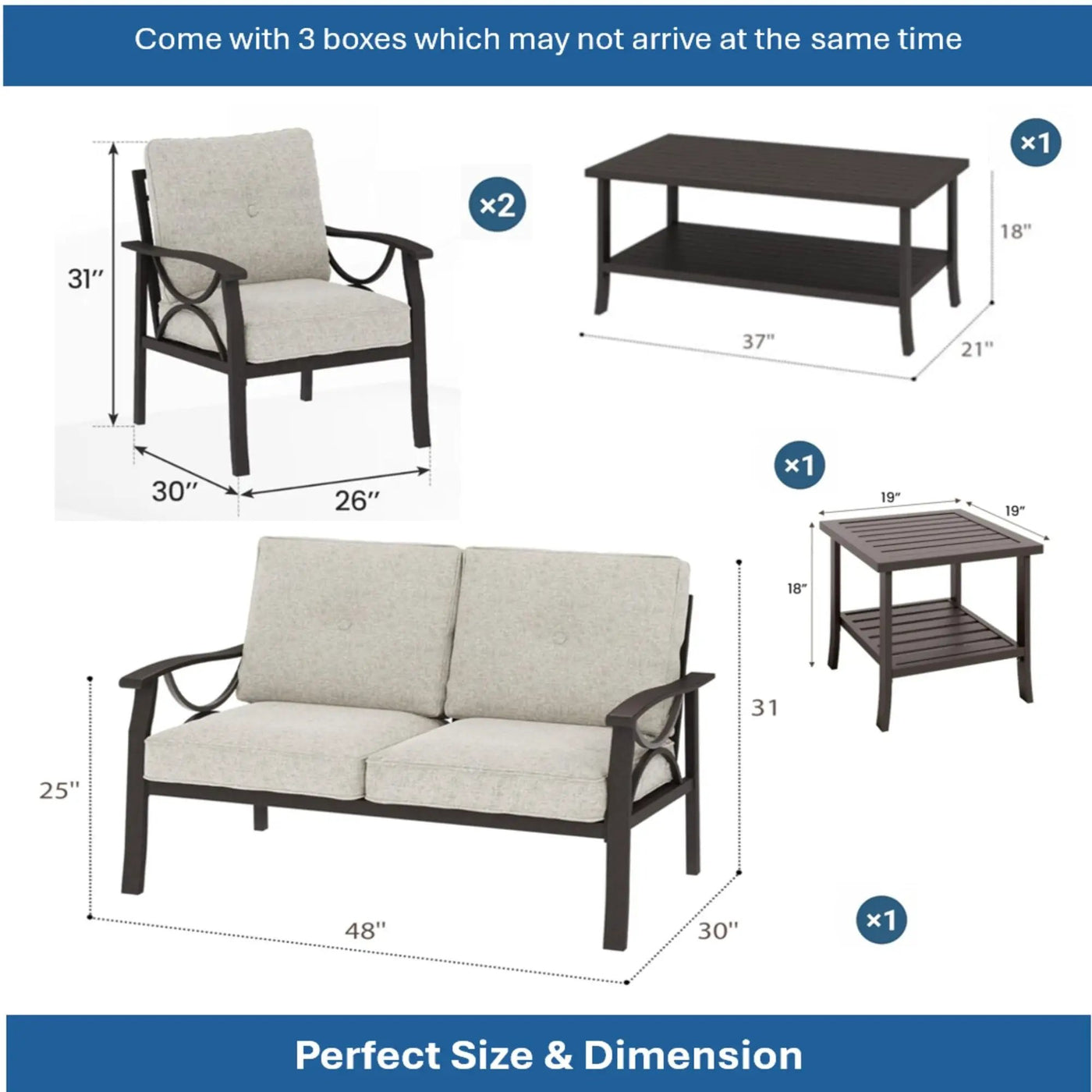 Patio Furniture Set with Coffee Table and Cushions for Backyard by HouseOfZazla