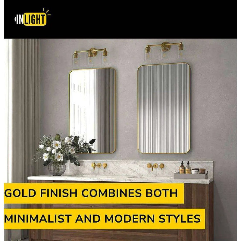GETINLIGHT Inlight 20 Wide 3 Light Gold Bathroom Vanity Light by Selzalot