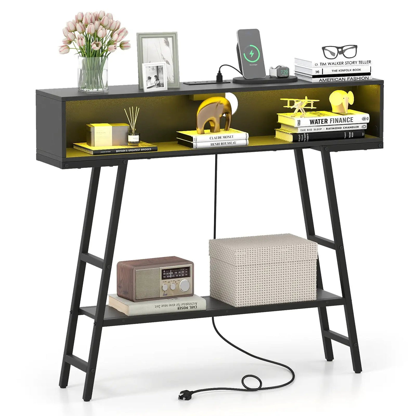 40" Console Table with Charging Station and LED Lights by DirectDeals