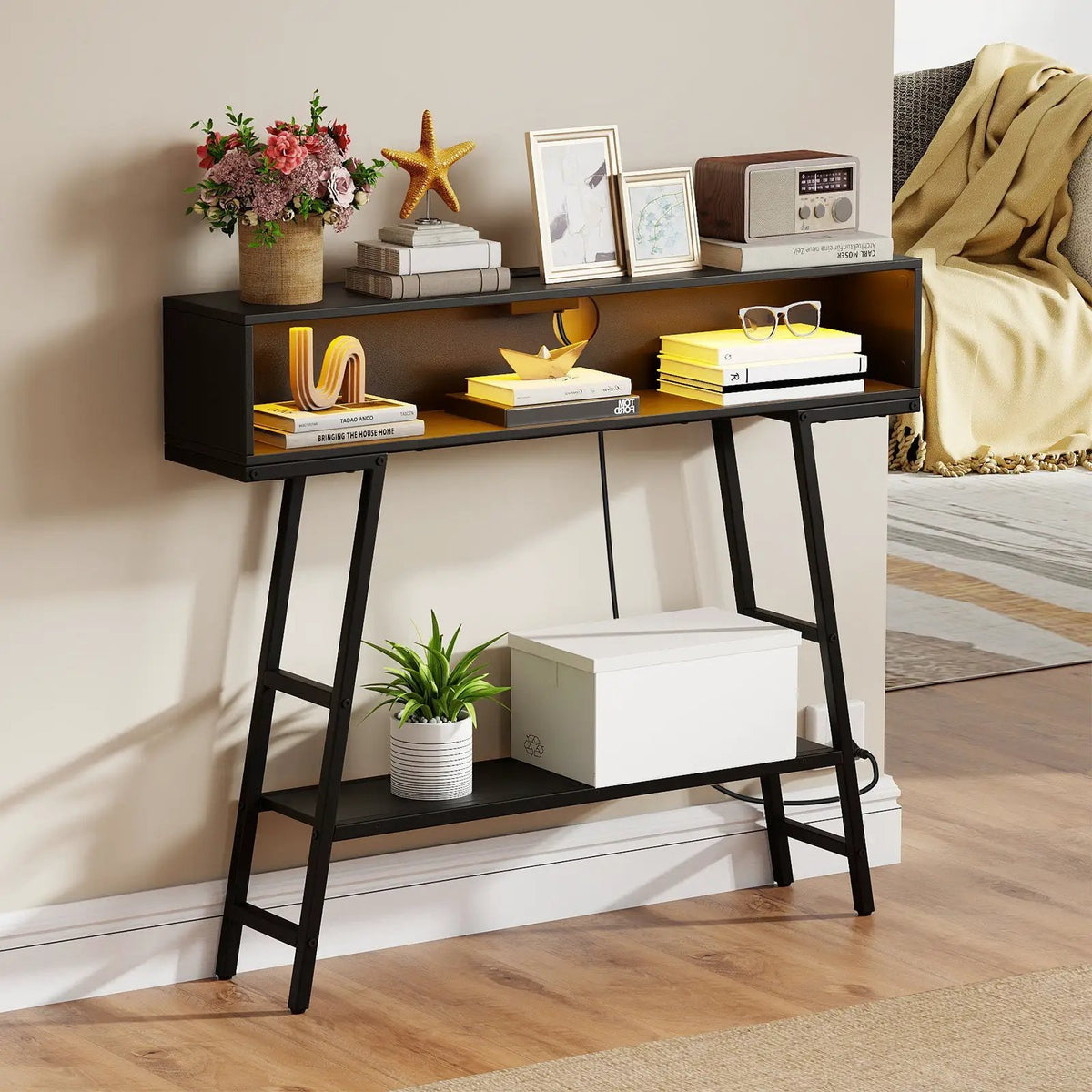 40" Console Table with Charging Station and LED Lights by DirectDeals