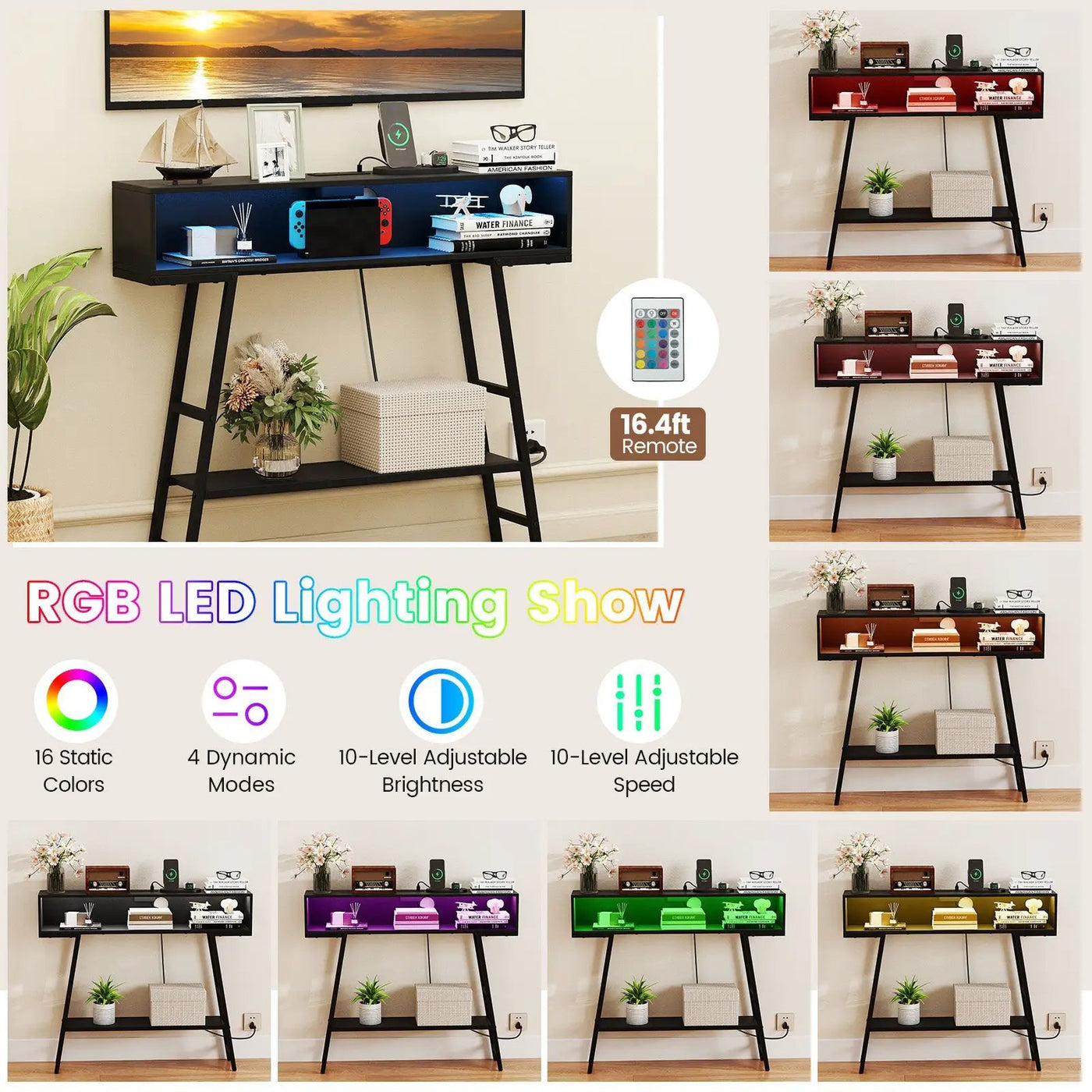 40" Console Table with Charging Station and LED Lights by DirectDeals