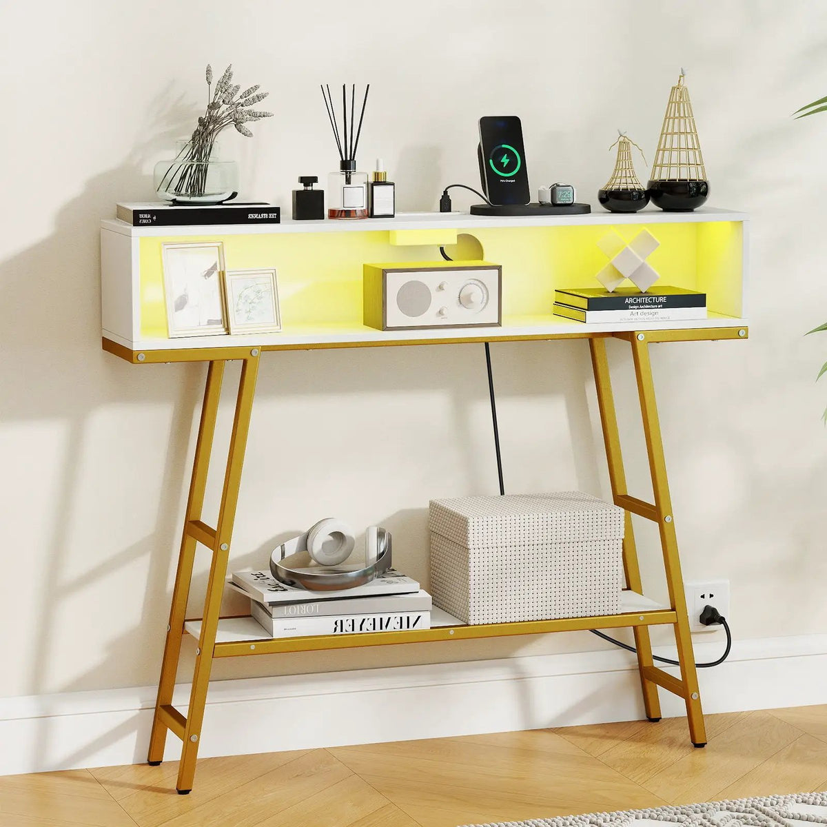 40" Console Table with Charging Station and LED Lights by DirectDeals