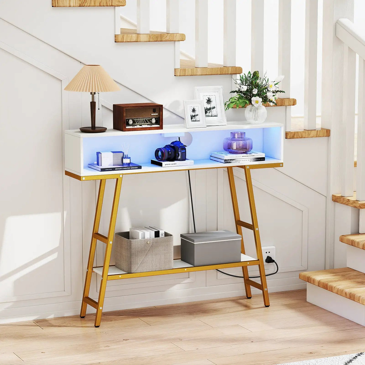 40" Console Table with Charging Station and LED Lights by DirectDeals