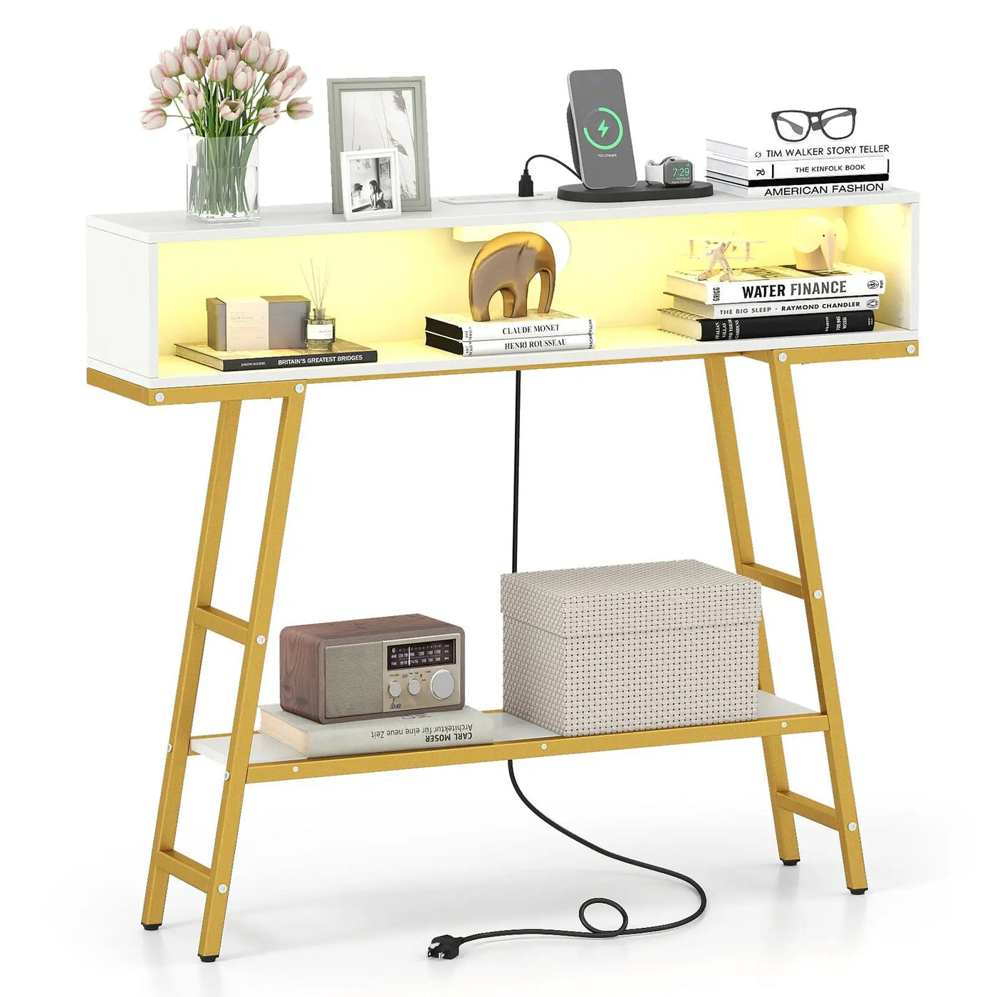 40" Console Table with Charging Station and LED Lights by DirectDeals