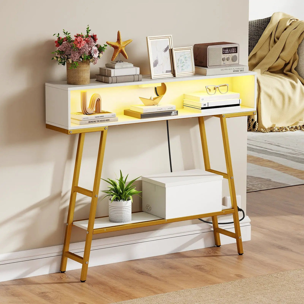 40" Console Table with Charging Station and LED Lights by DirectDeals