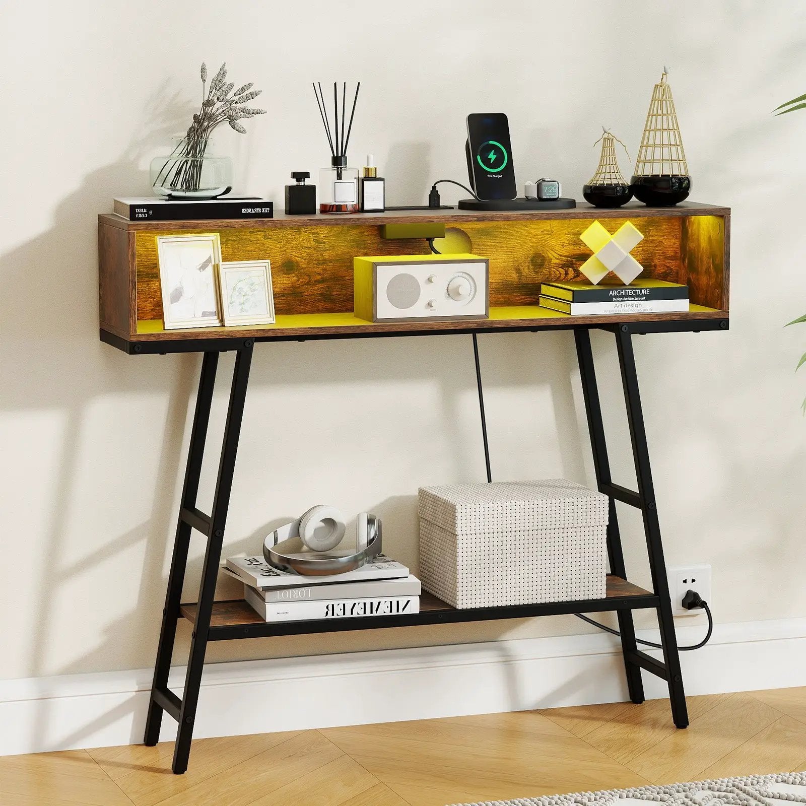 40" Console Table with Charging Station and LED Lights by DirectDeals