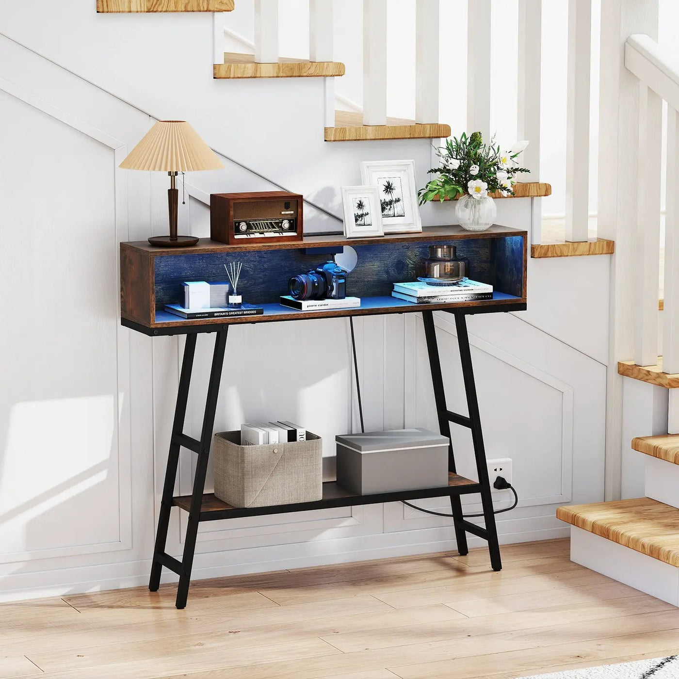40" Console Table with Charging Station and LED Lights by DirectDeals