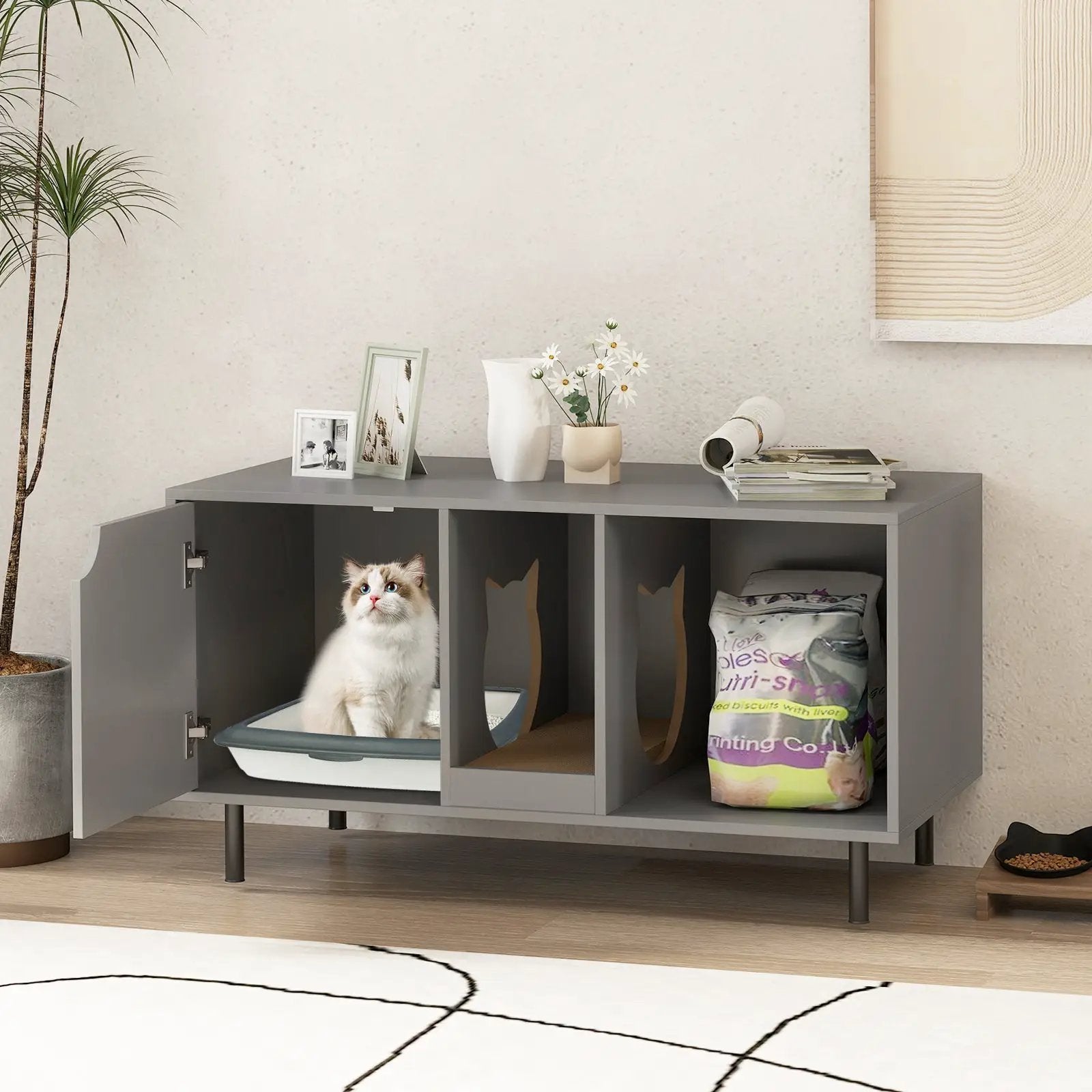 40 Inch Cat Litter Box Enclosure for 2 Cats Hidden Cat Washroom by DirectDeals