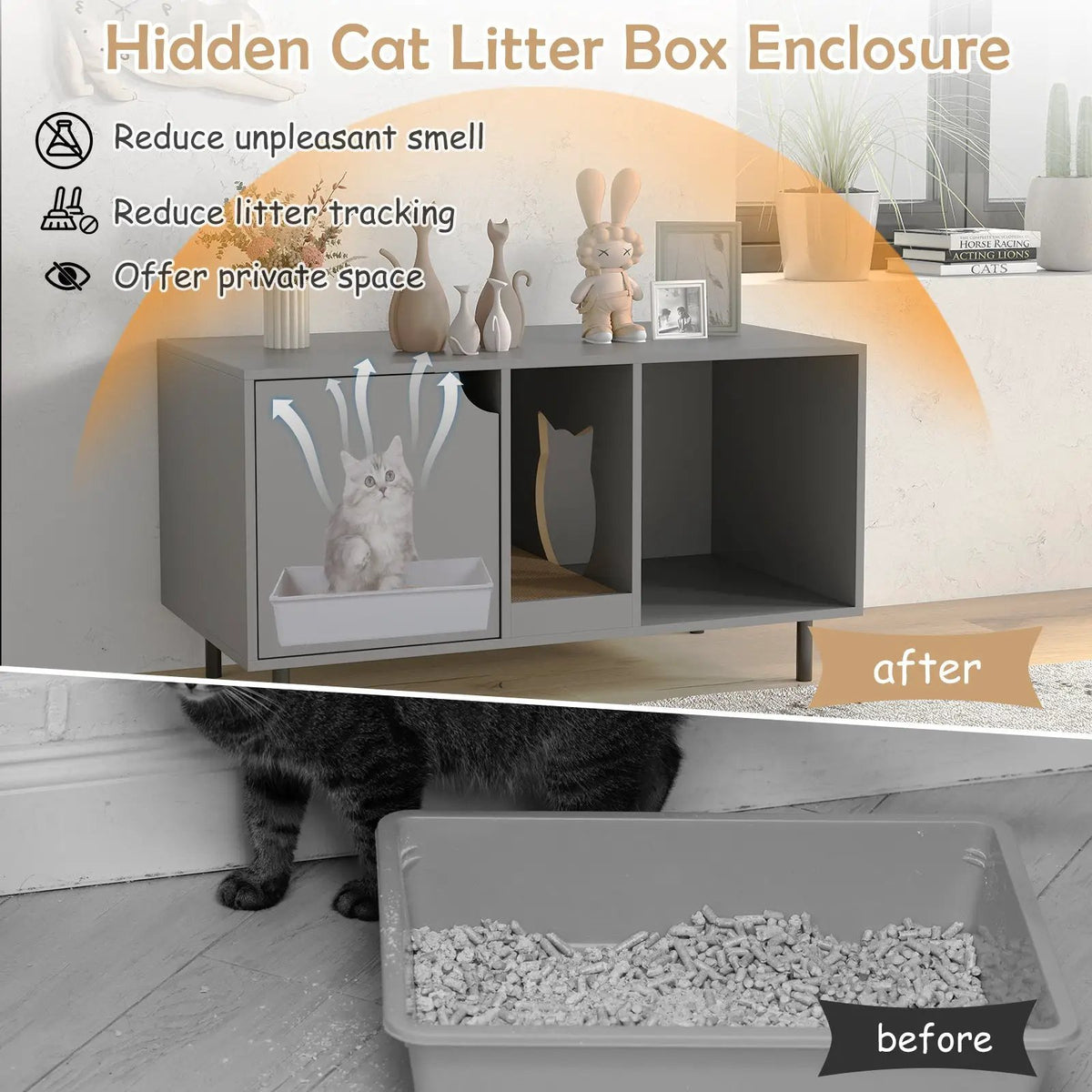 40 Inch Cat Litter Box Enclosure for 2 Cats Hidden Cat Washroom by DirectDeals