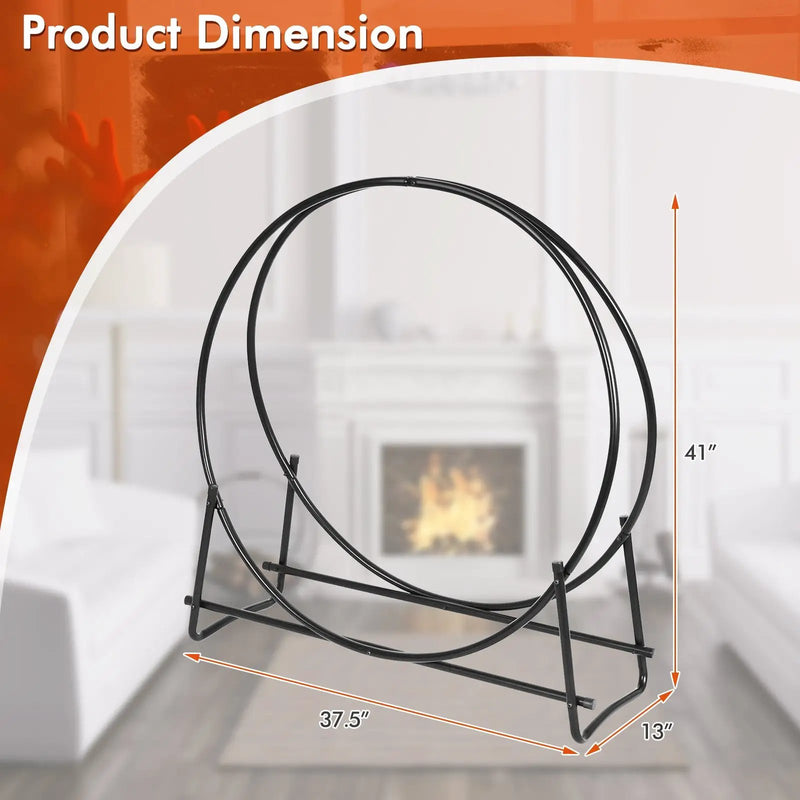 30-Inch Tubular Steel Log Hoop Firewood Storage Rack by DirectDeals