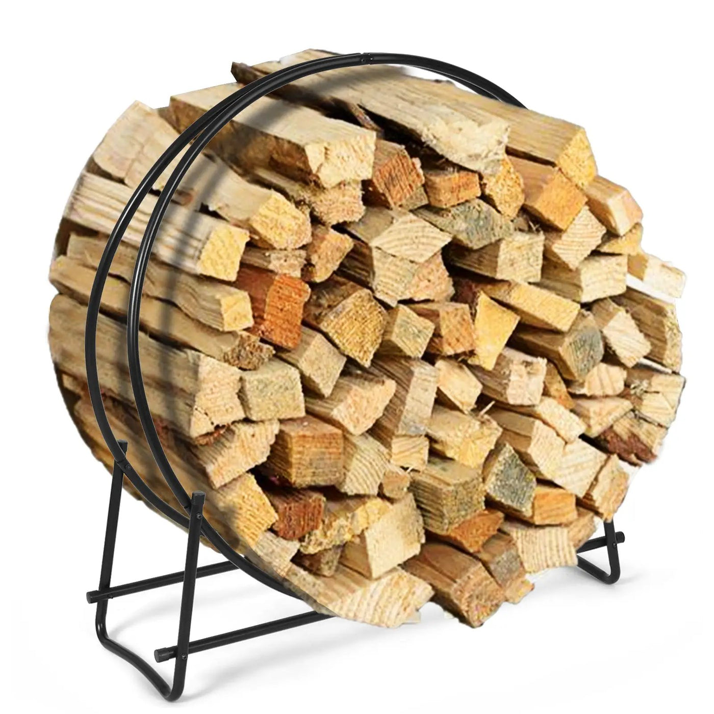 30-Inch Tubular Steel Log Hoop Firewood Storage Rack by DirectDeals