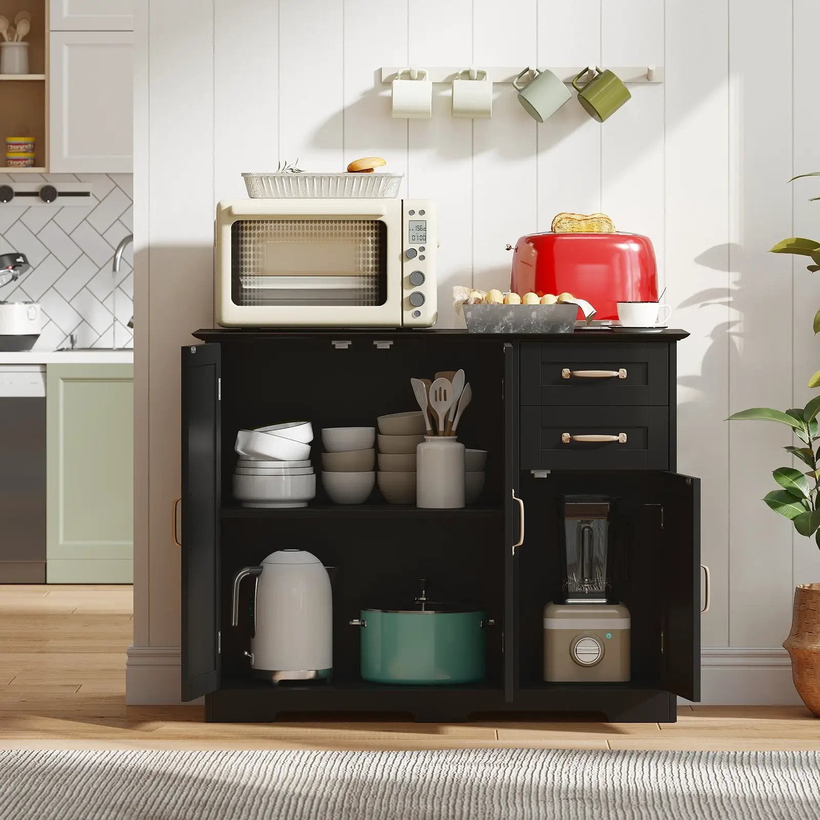 40 Inch Modern Kitchen Sideboard Buffet Cabinet with 2 Drawers and Adjustable Shelf by DirectDeals