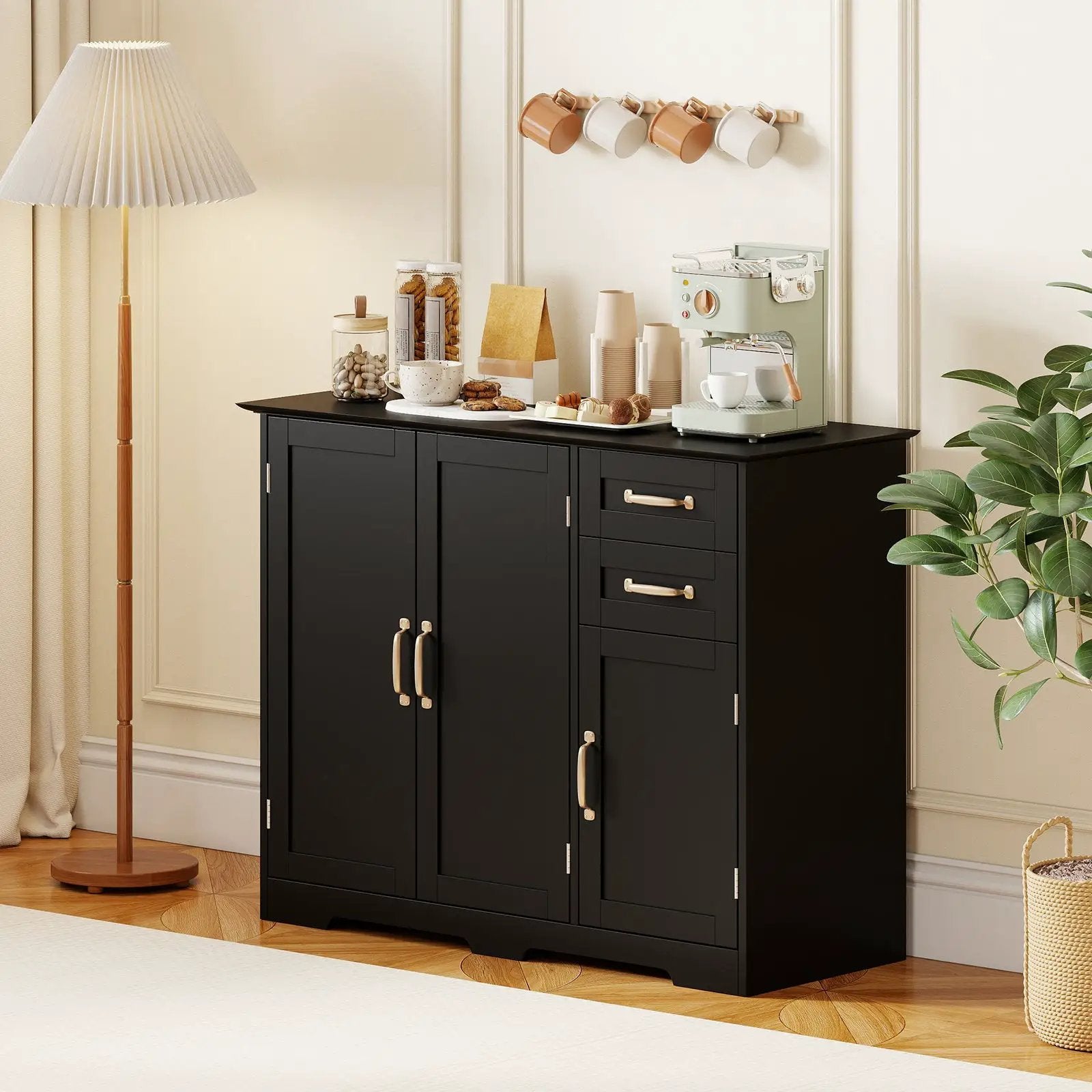 40 Inch Modern Kitchen Sideboard Buffet Cabinet with 2 Drawers and Adjustable Shelf by DirectDeals