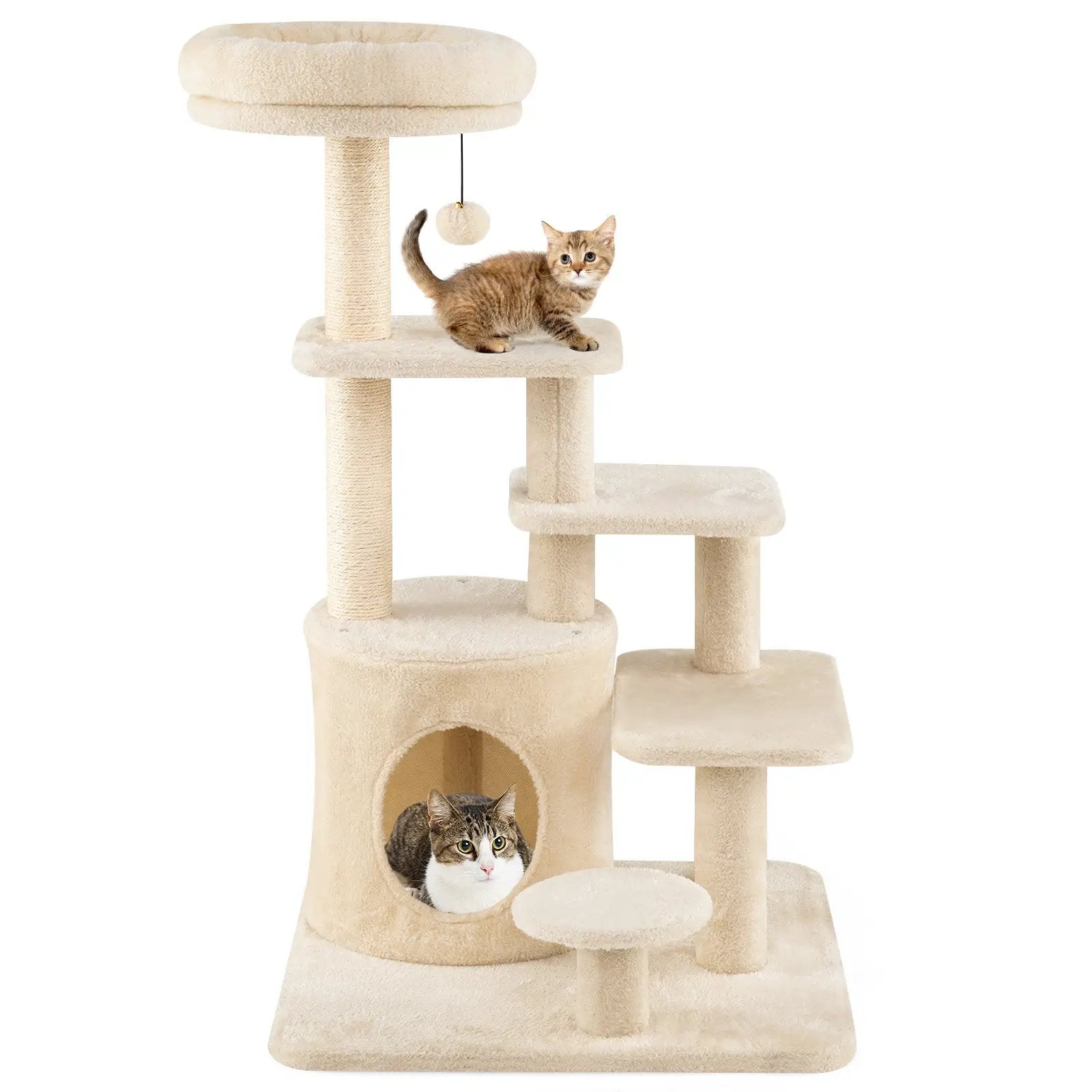 40 Inch Multi-level Cat Tower with Condo and Dangling Jingle Ball by DirectDeals