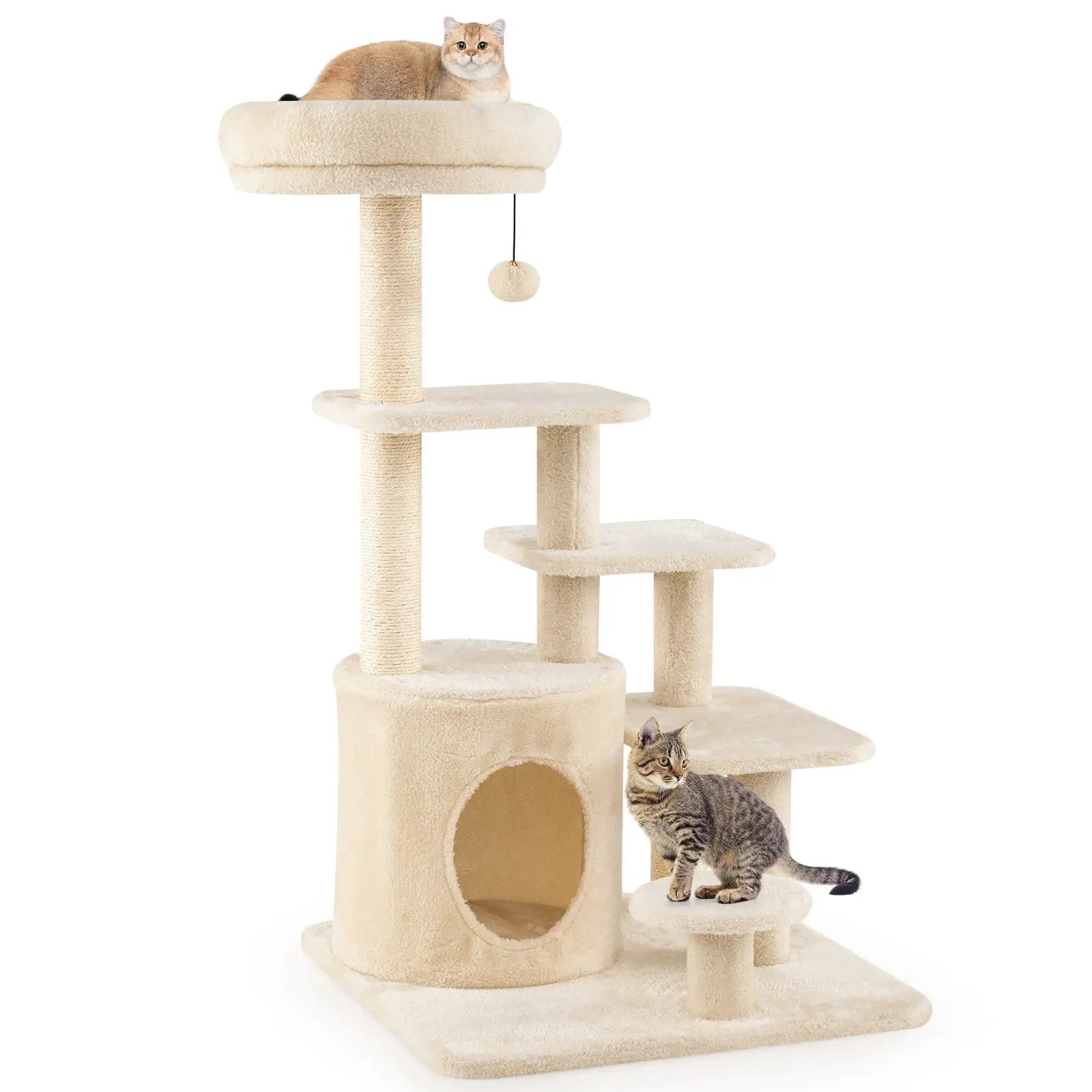 40 Inch Multi-level Cat Tower with Condo and Dangling Jingle Ball by DirectDeals
