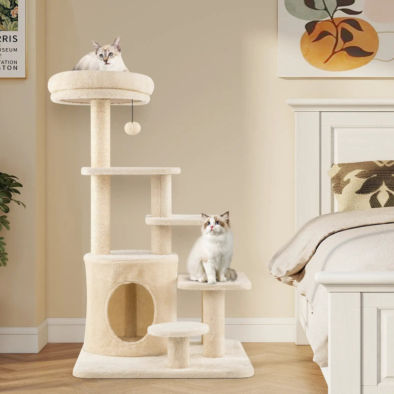 40 Inch Multi-level Cat Tower with Condo and Dangling Jingle Ball by DirectDeals