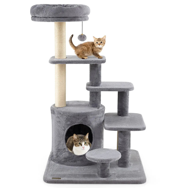 40 Inch Multi-level Cat Tower with Condo and Dangling Jingle Ball by DirectDeals
