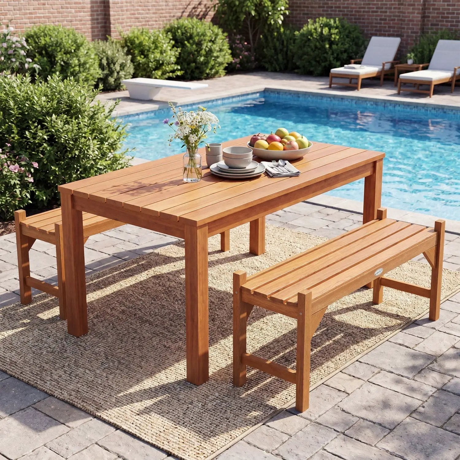 40-Inch Outdoor Bench with Contoured Seat - Set of 2 by DirectDeals