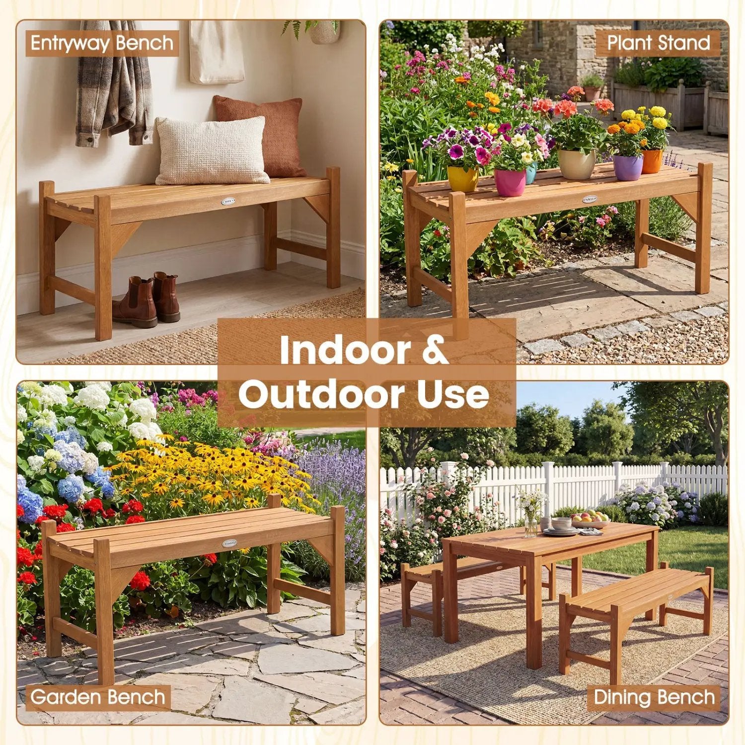 40-Inch Outdoor Bench with Contoured Seat - Set of 2 by DirectDeals
