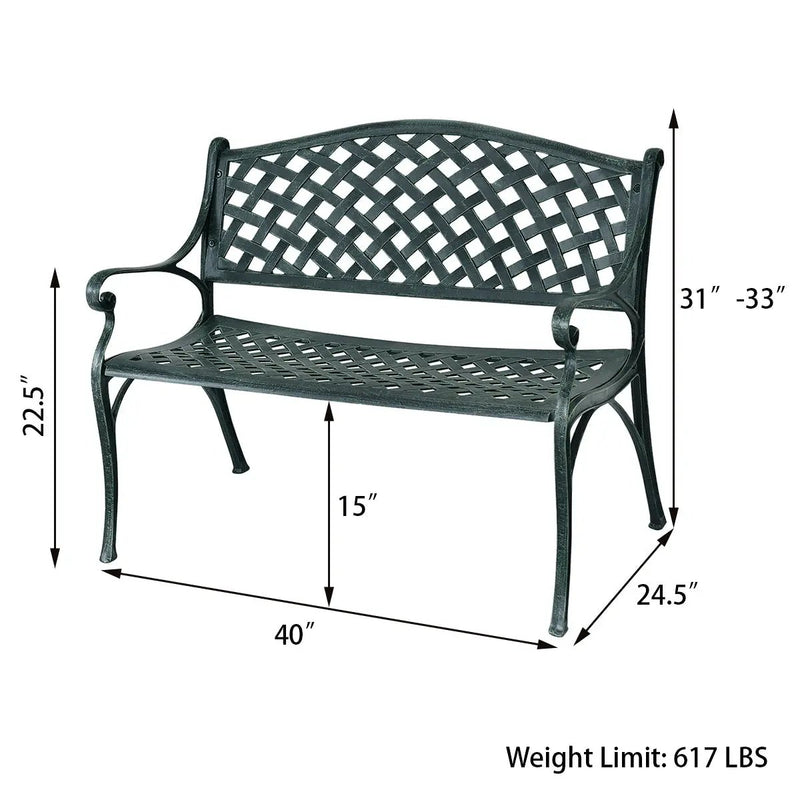 40 Inch Outdoor Aluminum Antique Garden Patio Bench by DirectDeals