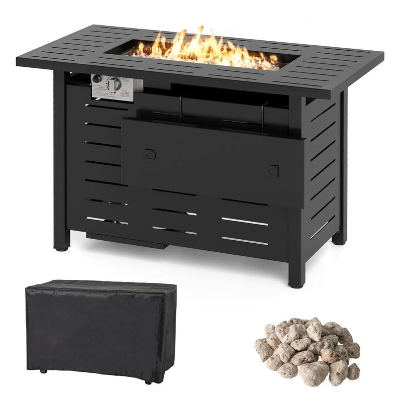 40 Inch Outdoor Propane Fire Pit Rectangle Gas Fire Table with Lava Rocks by DirectDeals