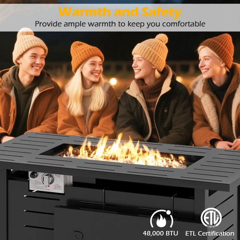 40 Inch Outdoor Propane Fire Pit Rectangle Gas Fire Table with Lava Rocks by DirectDeals