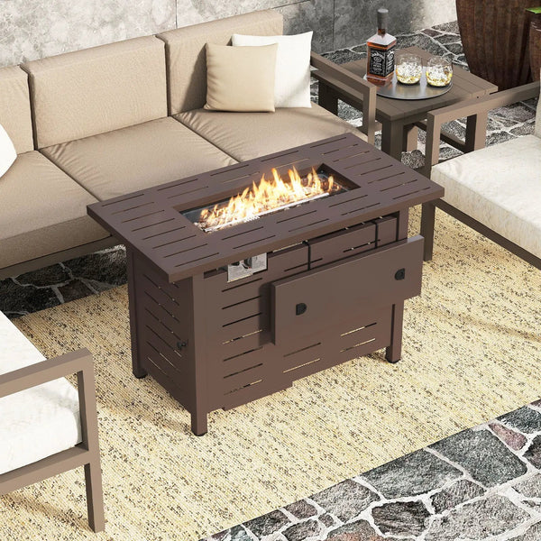 40 Inch Outdoor Propane Fire Pit Rectangle Gas Fire Table with Lava Rocks, photo 2 of 16
