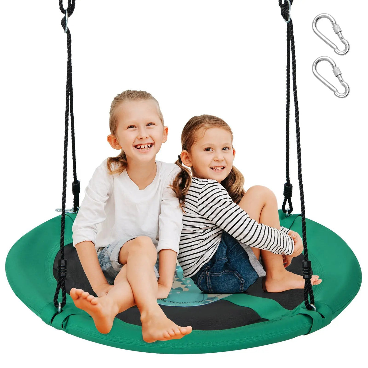 40 Inches Saucer Tree Swing Round with Adjustable Ropes and Carabiners by DirectDeals