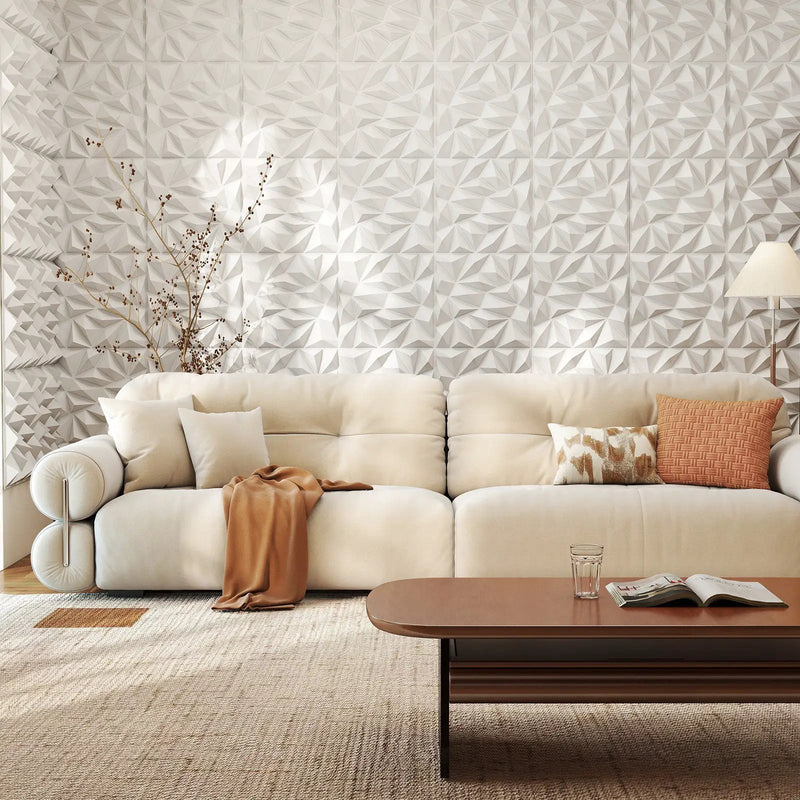40-Pack 3D Wall Panels with Decorative Diamond Patterns-White by DirectDeals