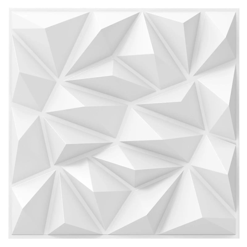 40-Pack 3D Wall Panels with Decorative Diamond Patterns-White by DirectDeals