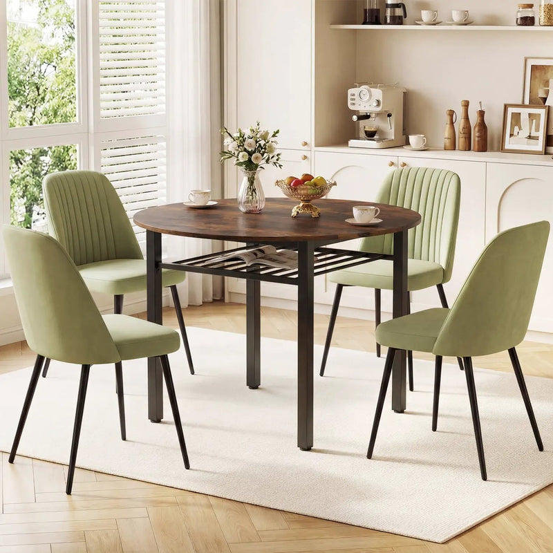 40" Round Dining Table with Storage Shelf for 4 People by DirectDeals
