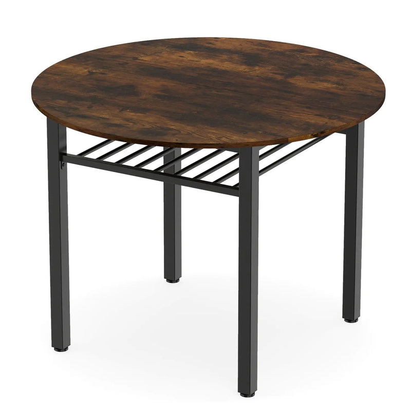 40" Round Dining Table with Storage Shelf for 4 People by DirectDeals