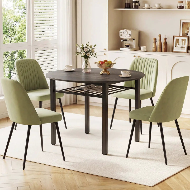 40" Round Dining Table with Storage Shelf for 4 People by DirectDeals