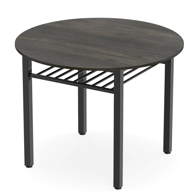 40" Round Dining Table with Storage Shelf for 4 People by DirectDeals