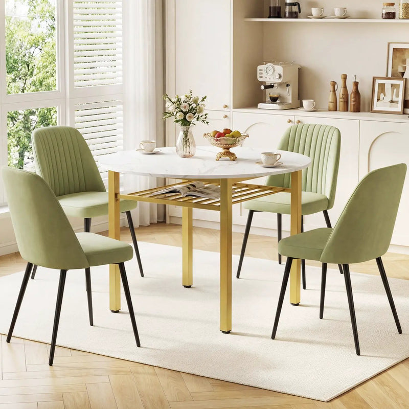40" Round Dining Table with Storage Shelf for 4 People by DirectDeals