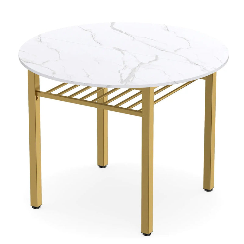 40" Round Dining Table with Storage Shelf for 4 People by DirectDeals