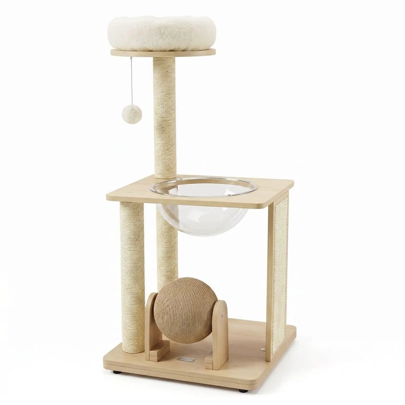 40" Solid Wood Cat Tree with Space Capsule & Sisal Posts by DirectDeals