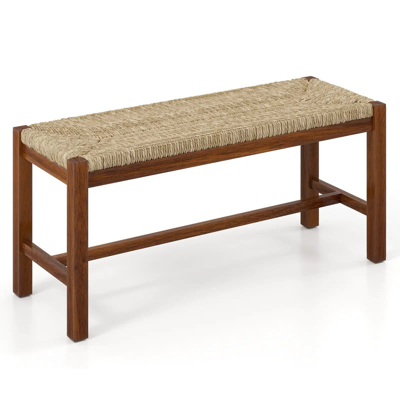 40 Inch Long Wood Bench with Solid Rubber Wood Frame-Walnut by DirectDeals