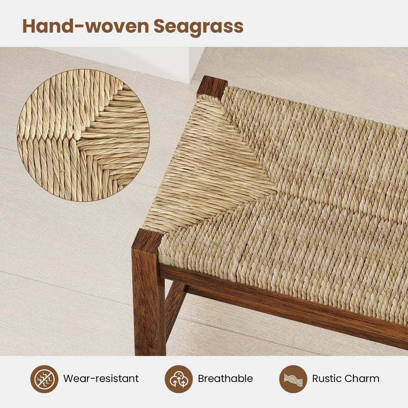 40 Inch Long Wood Bench with Solid Rubber Wood Frame-Walnut by DirectDeals