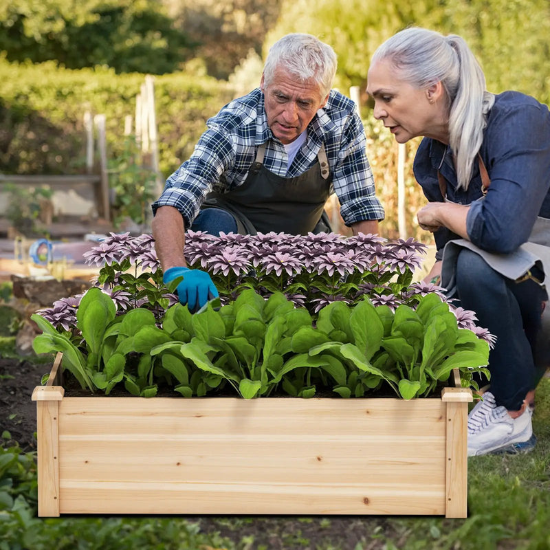 40" x 40" Outdoor Wood Raised Garden Bed-Natural by DirectDeals