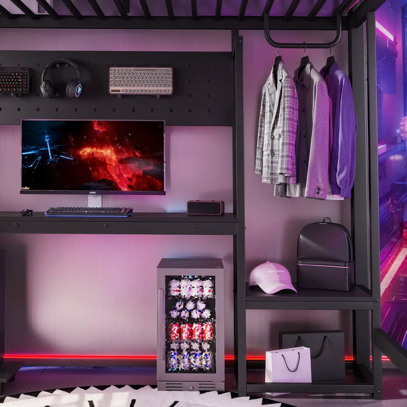 Full Loft Bed with L-shaped Desk and USB Ports by HouseOfZazla