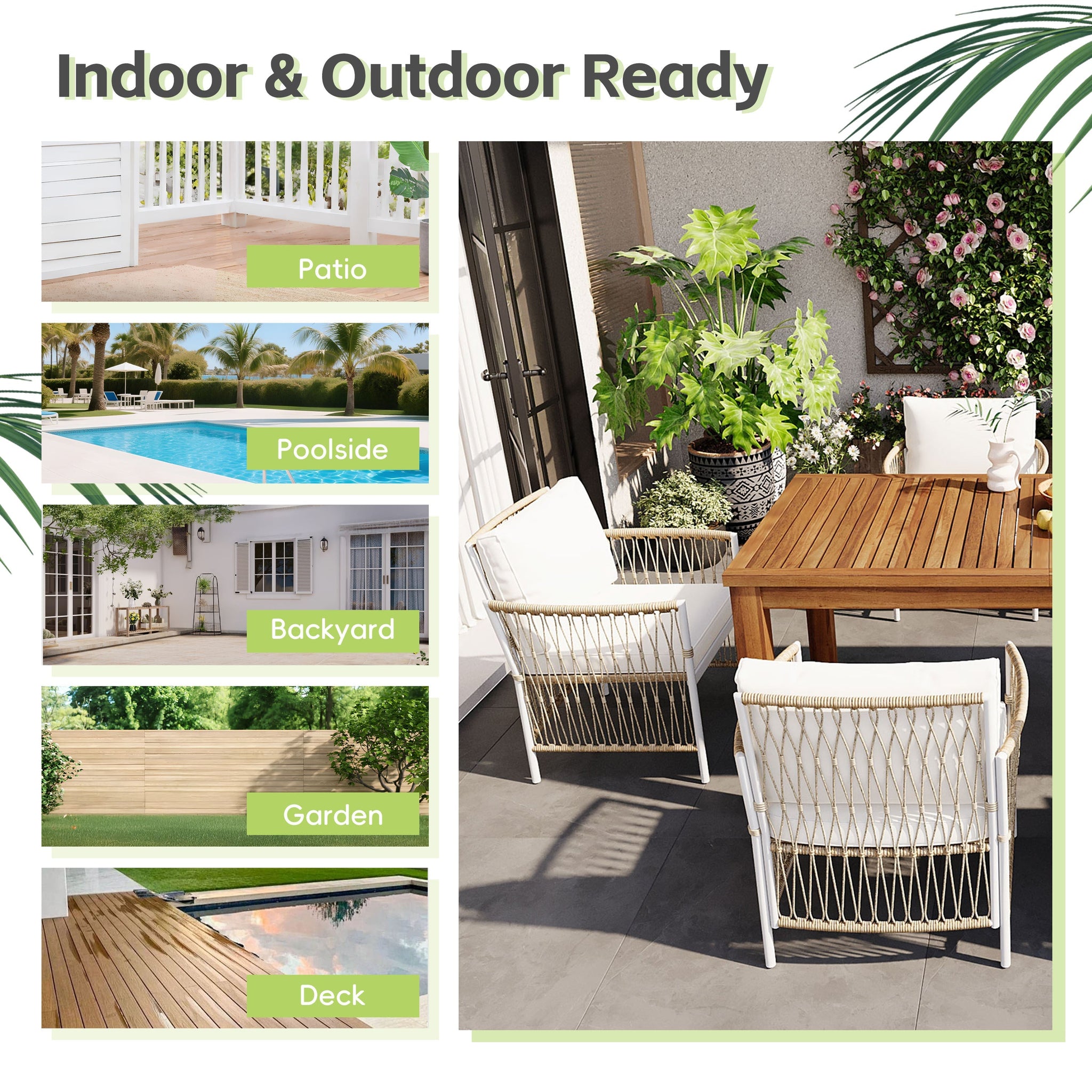 TOPMAX Patio 5pcs Wooden Dining Table Set by HouseOfZazla