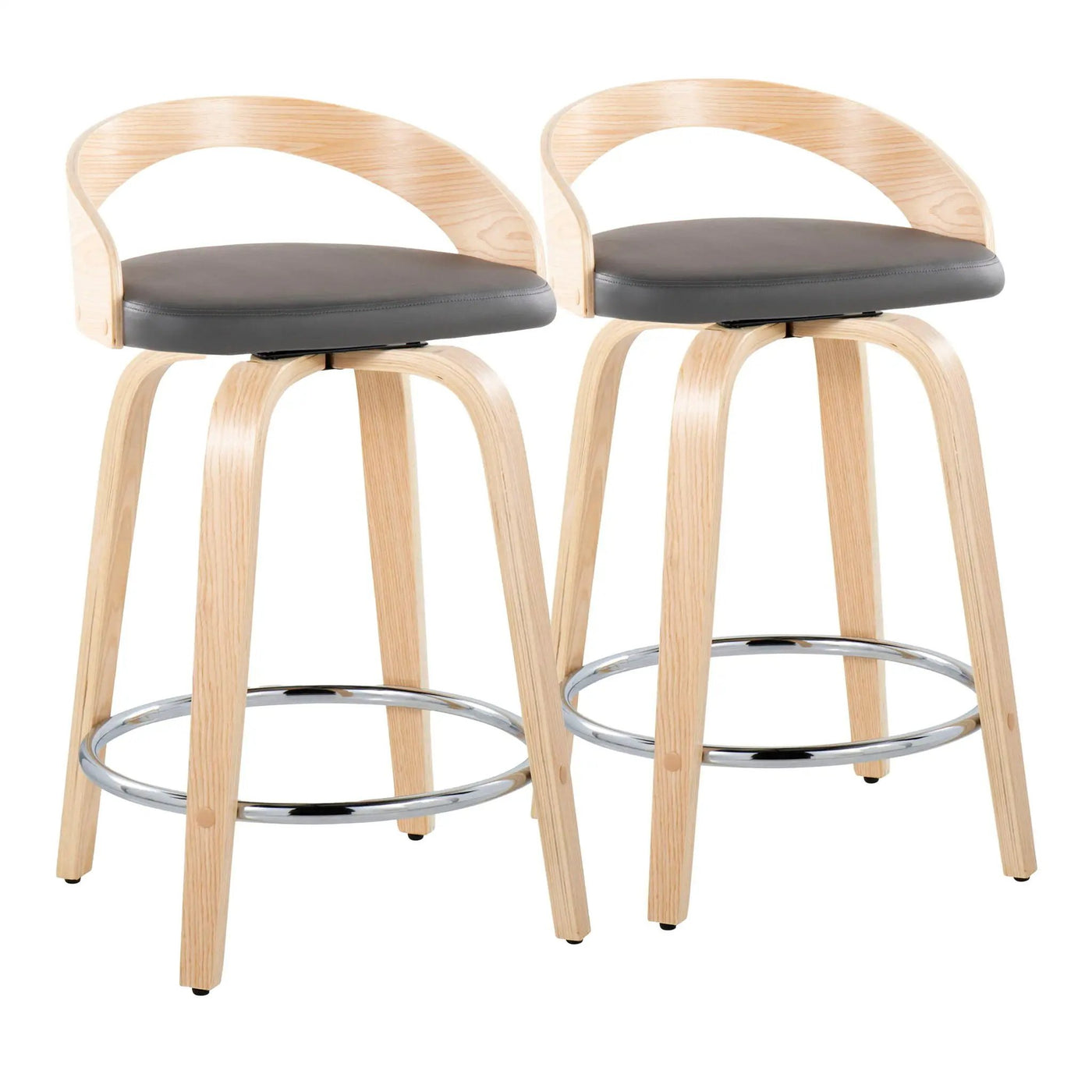 Grotto - Contemporary Fixed Height Counter Stool & Swivel, Round Footrest (Set of 2) by HouseOfZazla