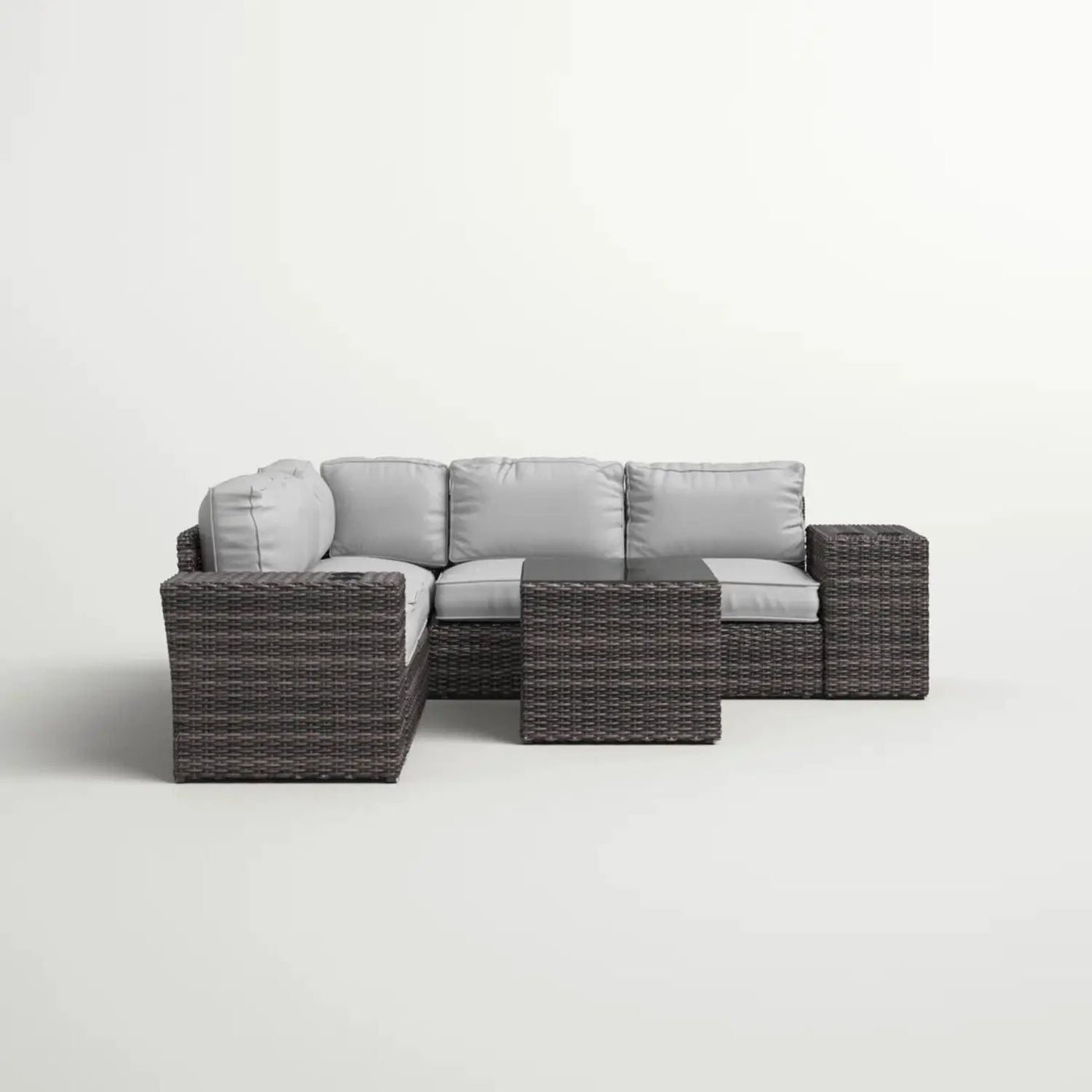 Modern Patio Rattan Sectional Set With Cushions by Unique Piece Furniture