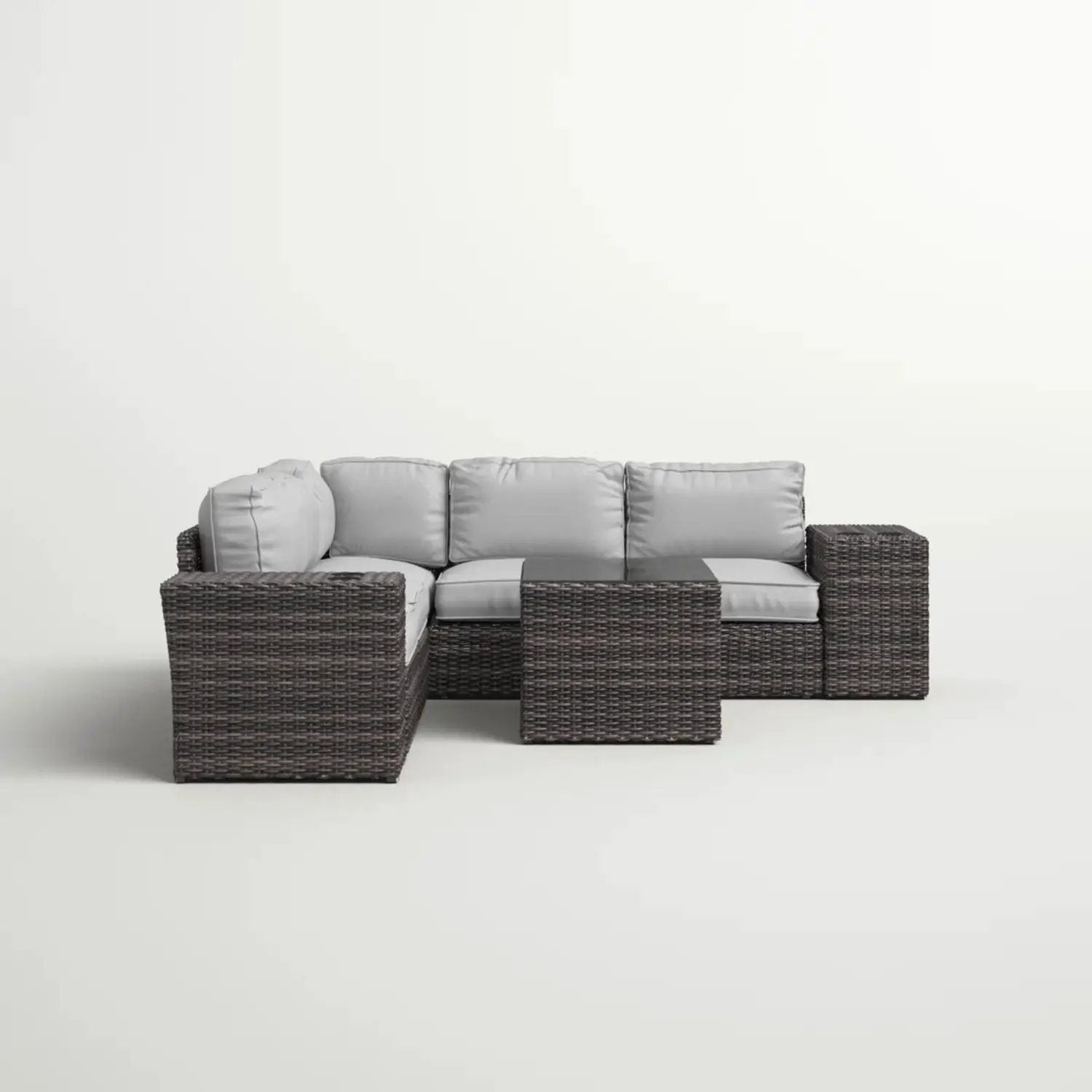 Modern Patio Rattan Sectional Set With Cushions by HouseOfZazla