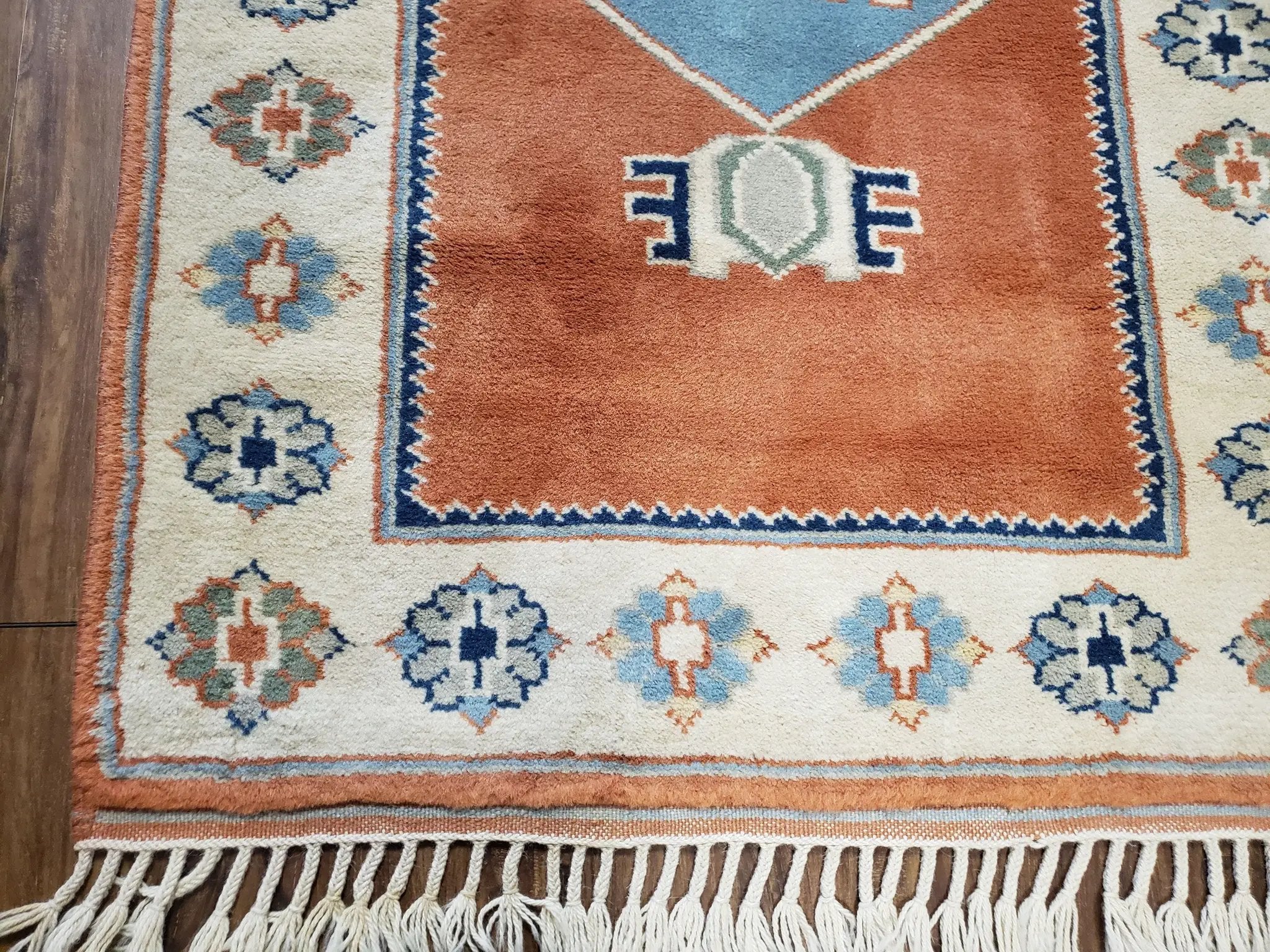 3x5 Handmade Vintage Turkish Area Rug Wool Kazak Carpet 3'1"x4'5" Red Beige by Jewel Rugs