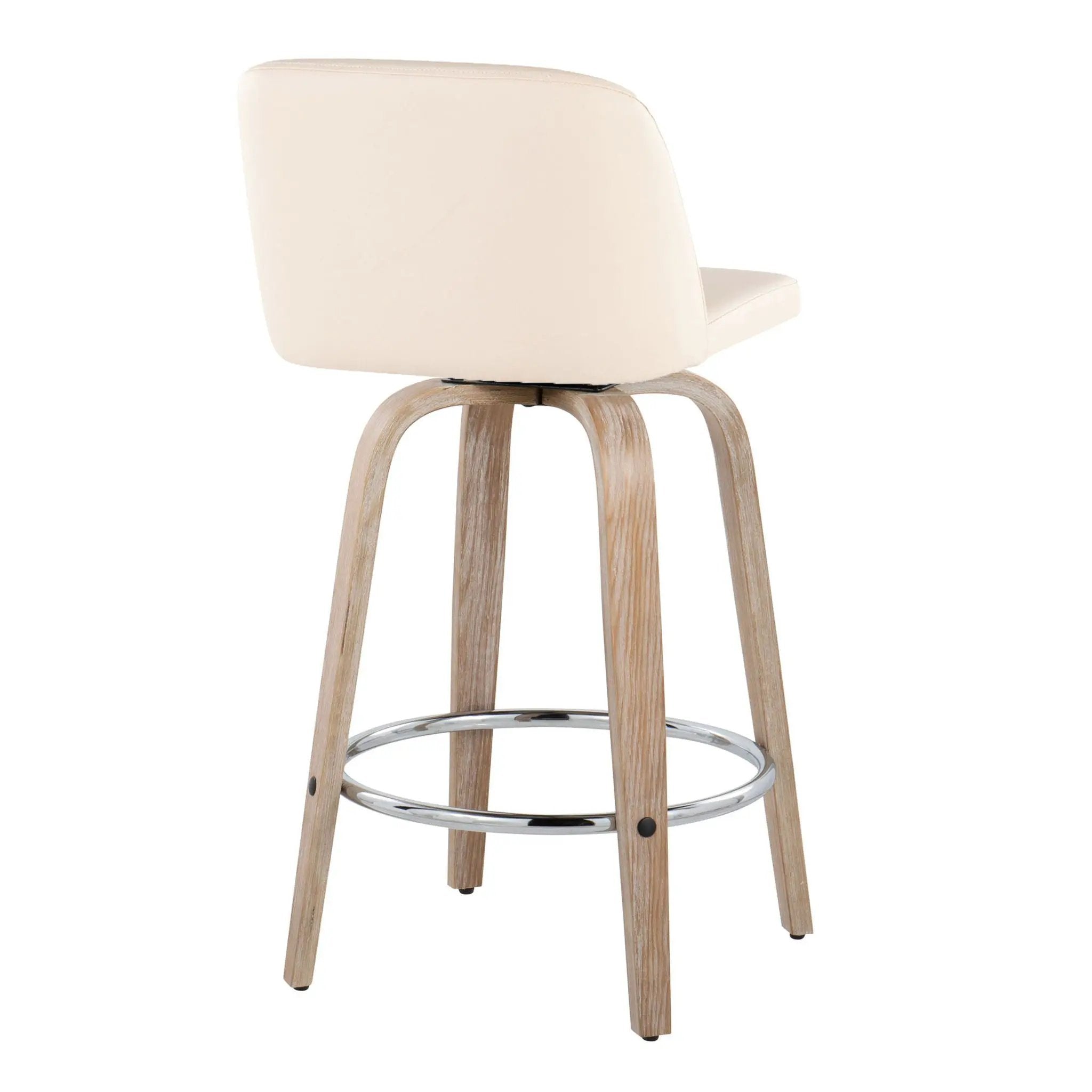 Toriano - Modern Design Fixed Height Counter Stool With Swivel With Round Footrest (Set of 2) by HouseOfZazla