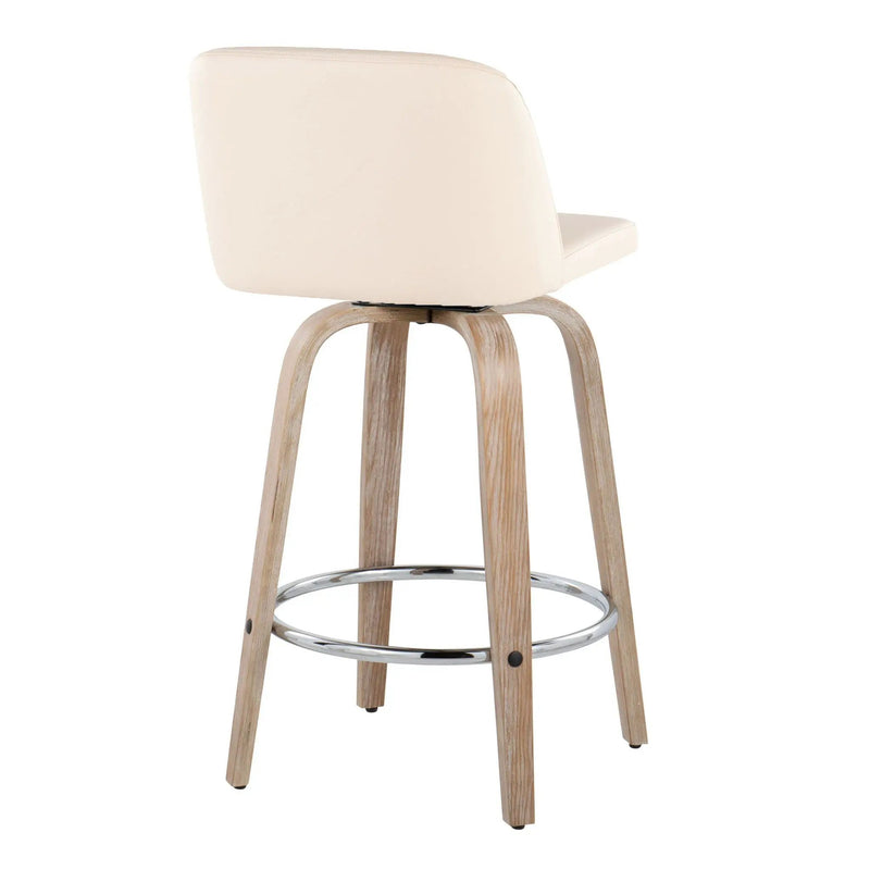 Toriano - Modern Design Fixed Height Counter Stool With Swivel With Round Footrest (Set of 2) by HouseOfZazla
