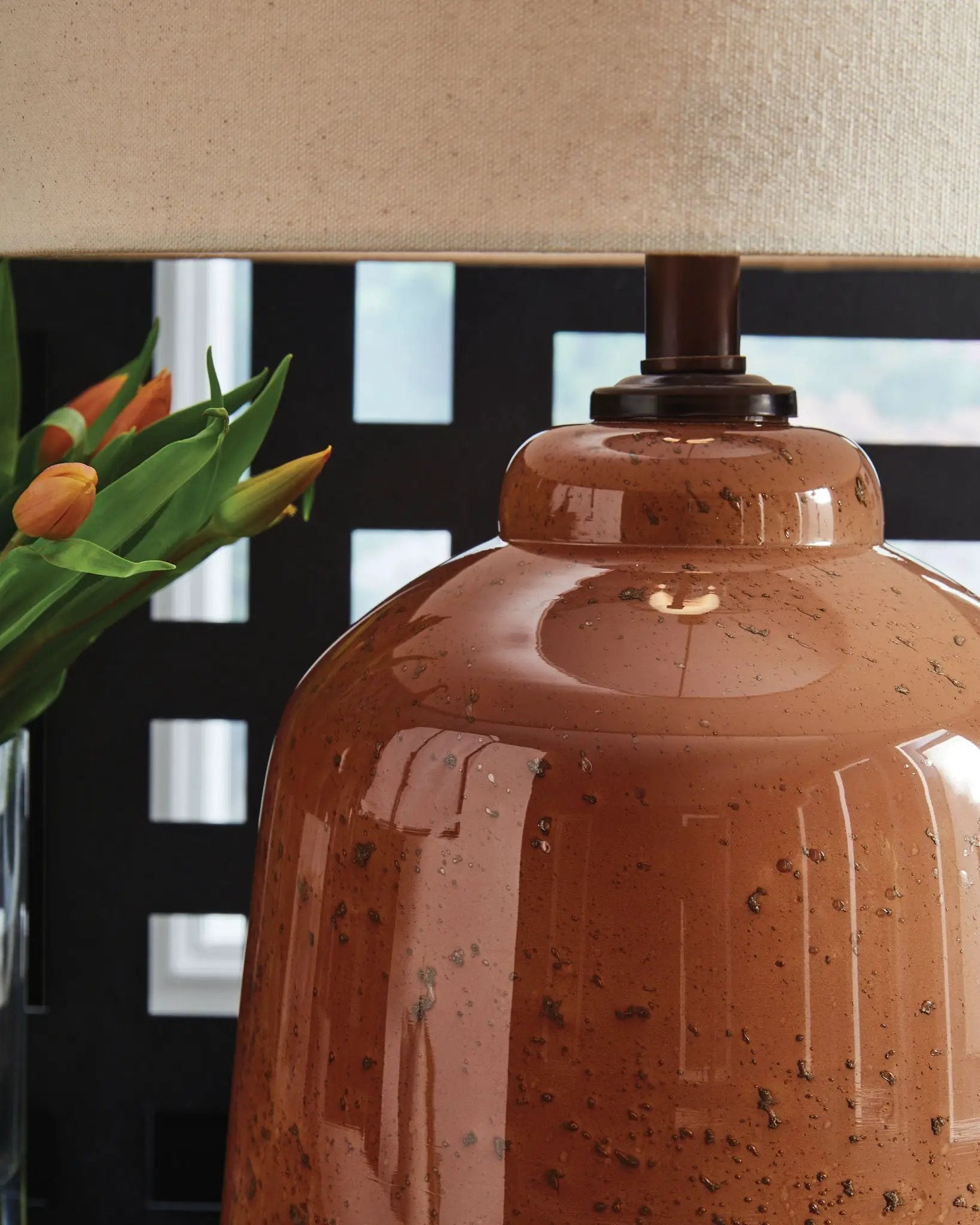 Aaleahya - Glass Table Lamp - Rust by Unique Piece Furniture